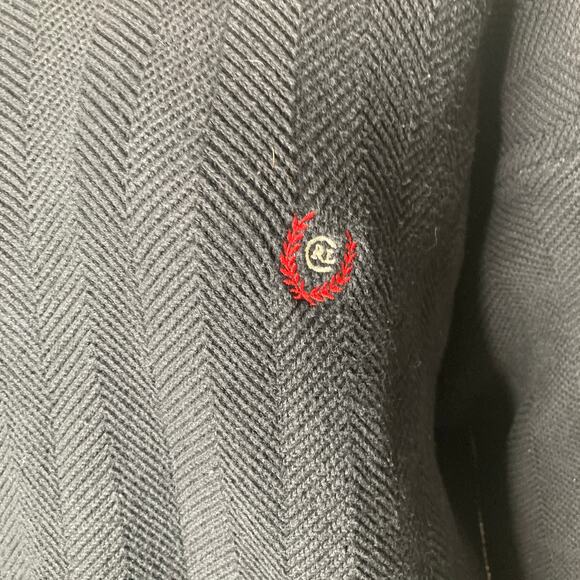 Vintage Chaps by Ralph Lauren Sweater Mens Medium Hand Framed Herringbone Black - Picture 9 of 9